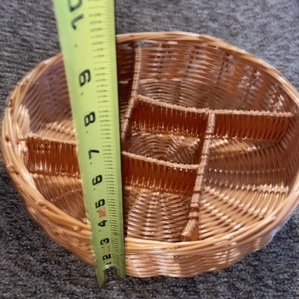 VTG,Rustic Tan Wicker Bin Rattan Organizer Basket Home Decor